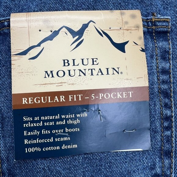Blue Mountain Men's Denim Jeans Size 38x30 Straight Leg Regular Fit Cotton Blue - Picture 6 of 12